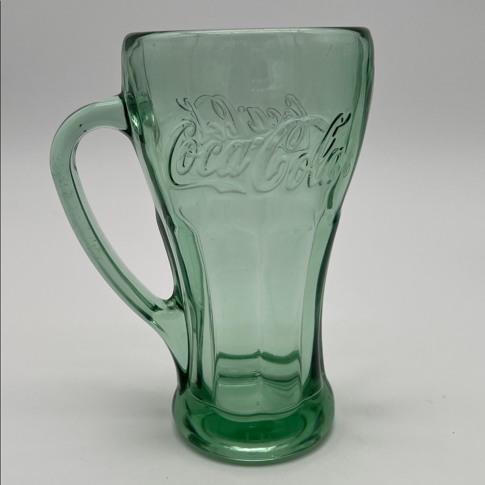 Vintage Green Libbey Coca-Cola Thick Heavy Soda Glass w/ Handle 14 oz (Set of 3) - Picture 5 of 11